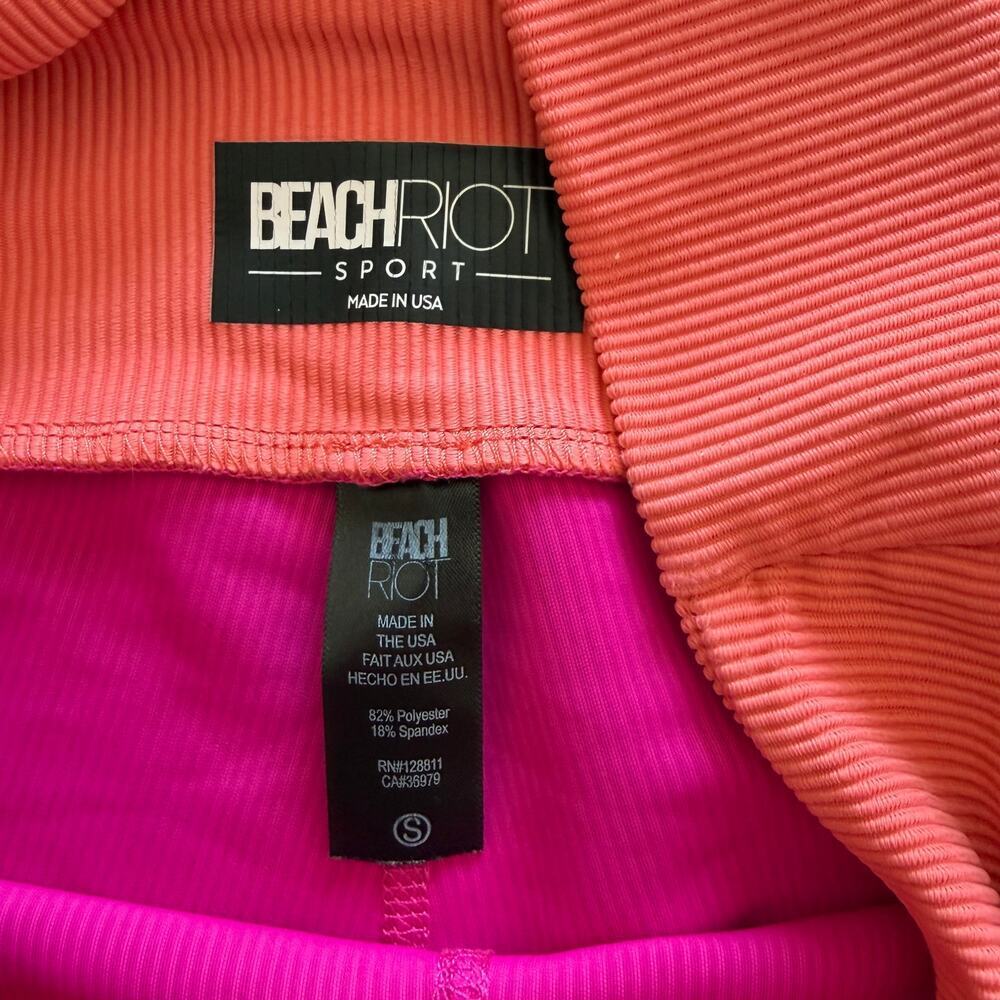 Beach Riot Cora Bike Short Magenta Coral S Ribbed Women’s Athletic 6” Inseam - Picture 2 of 6